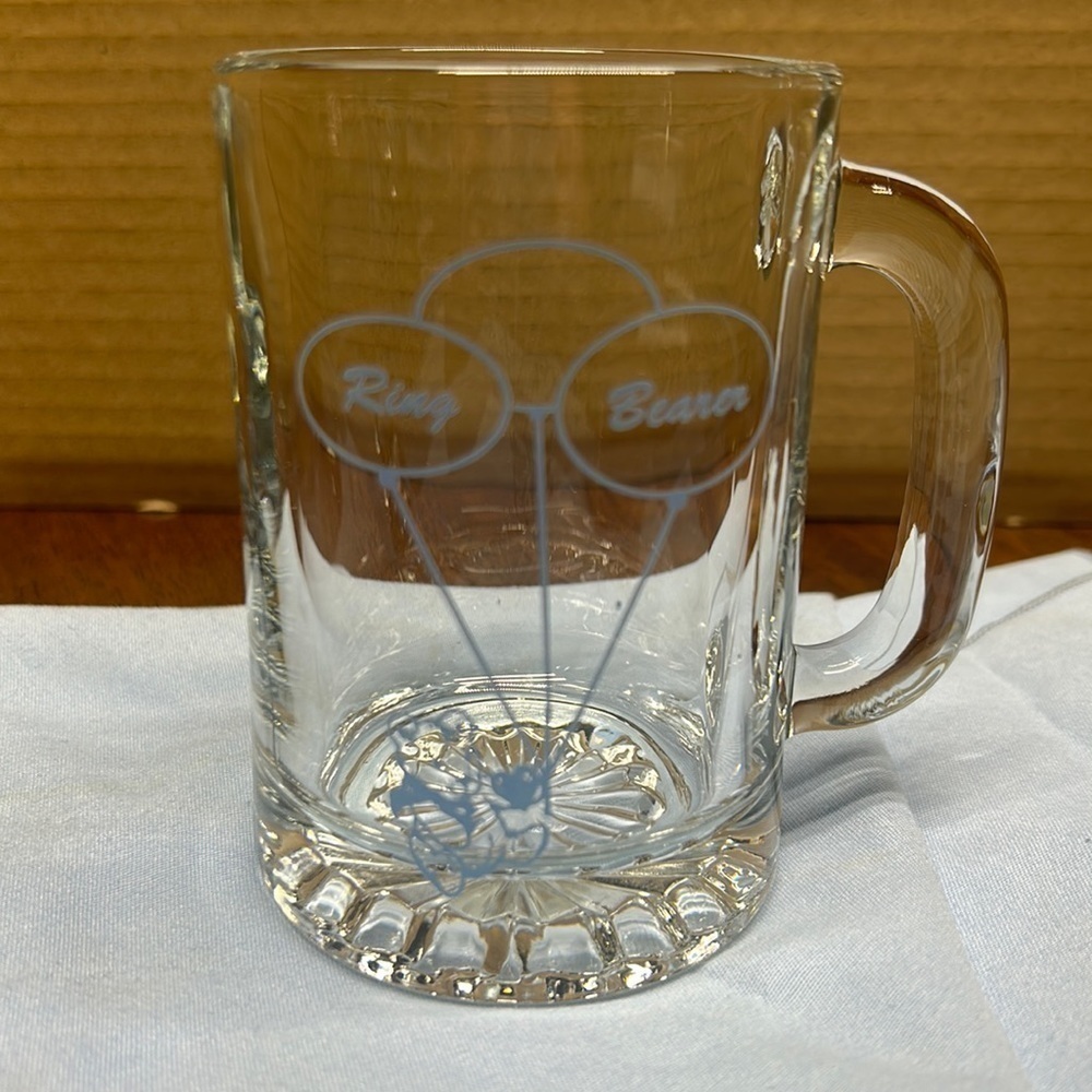 Ring Bearer glass mug wedding gift for the little guy to remember the experience